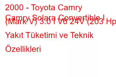 2000 - Toyota Camry
Camry Solara Convertible I (Mark V) 3.0 i V6 24V (203 Hp) Yakıt Tüketimi ve Teknik Özellikleri