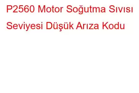 P2560 Motor Soğutma Sıvısı Seviyesi Düşük Arıza Kodu