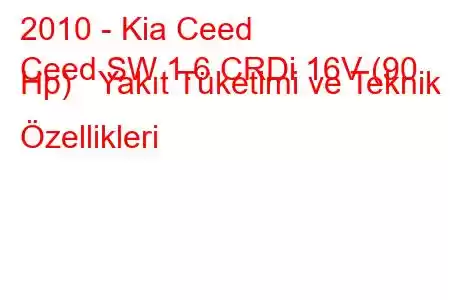 2010 - Kia Ceed
Ceed SW 1.6 CRDi 16V (90 Hp) Yakıt Tüketimi ve Teknik Özellikleri