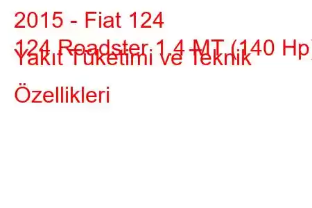 2015 - Fiat 124
124 Roadster 1.4 MT (140 Hp) Yakıt Tüketimi ve Teknik Özellikleri