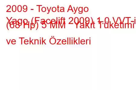 2009 - Toyota Aygo
Yago (Facelift 2009) 1.0 VVT-i (68 Hp) 5 МM Yakıt Tüketimi ve Teknik Özellikleri