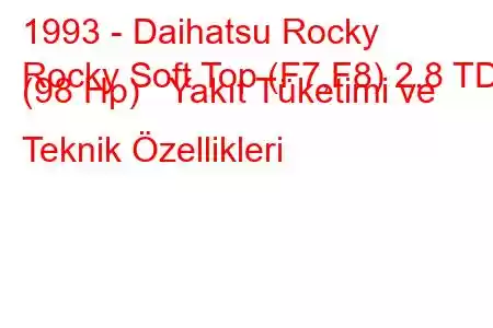 1993 - Daihatsu Rocky
Rocky Soft Top (F7,F8) 2.8 TD (98 Hp) Yakıt Tüketimi ve Teknik Özellikleri