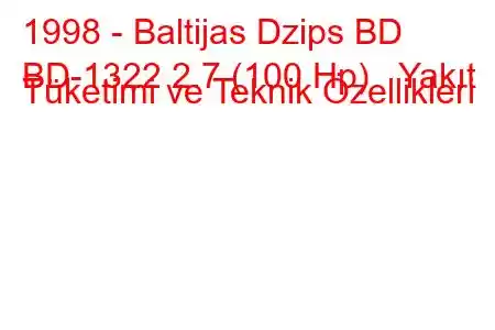 1998 - Baltijas Dzips BD
BD-1322 2.7 (100 Hp) Yakıt Tüketimi ve Teknik Özellikleri