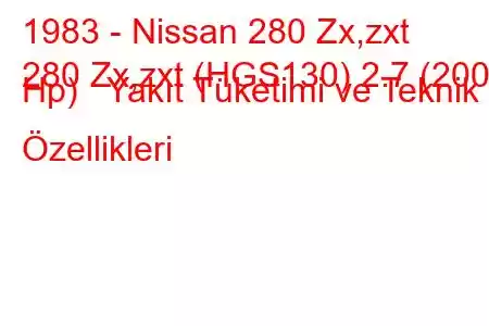 1983 - Nissan 280 Zx,zxt
280 Zx,zxt (HGS130) 2.7 (200 Hp) Yakıt Tüketimi ve Teknik Özellikleri