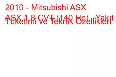 2010 - Mitsubishi ASX
ASX 1.8 CVT (140 Hp) Yakıt Tüketimi ve Teknik Özellikleri