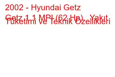 2002 - Hyundai Getz
Getz 1.1 MPI (62 Hp) Yakıt Tüketimi ve Teknik Özellikleri