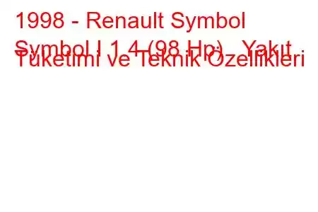 1998 - Renault Symbol
Symbol I 1.4 (98 Hp) Yakıt Tüketimi ve Teknik Özellikleri