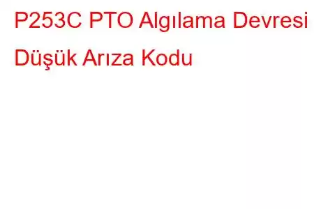 P253C PTO Algılama Devresi Düşük Arıza Kodu