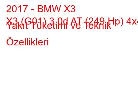 2017 - BMW X3
X3 (G01) 3.0d AT (249 Hp) 4x4 Yakıt Tüketimi ve Teknik Özellikleri