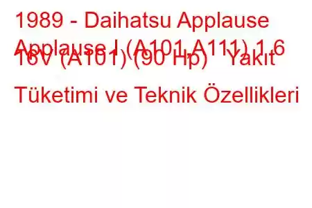 1989 - Daihatsu Applause
Applause I (A101,A111) 1.6 16V (A101) (90 Hp) Yakıt Tüketimi ve Teknik Özellikleri