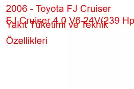 2006 - Toyota FJ Cruiser
FJ Cruiser 4.0 V6 24V(239 Hp) Yakıt Tüketimi ve Teknik Özellikleri