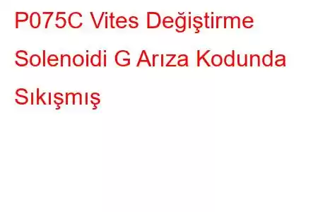 P075C Vites Değiştirme Solenoidi G Arıza Kodunda Sıkışmış