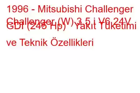 1996 - Mitsubishi Challenger
Challenger (W) 3.5 i V6 24V GDI (245 Hp) Yakıt Tüketimi ve Teknik Özellikleri