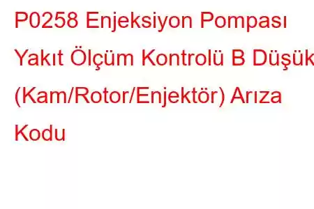 P0258 Enjeksiyon Pompası Yakıt Ölçüm Kontrolü B Düşük (Kam/Rotor/Enjektör) Arıza Kodu