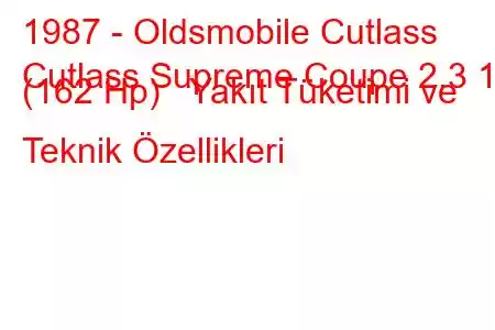 1987 - Oldsmobile Cutlass
Cutlass Supreme Coupe 2.3 16 (162 Hp) Yakıt Tüketimi ve Teknik Özellikleri