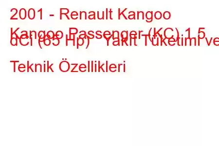 2001 - Renault Kangoo
Kangoo Passenger (KC) 1.5 dCi (65 Hp) Yakıt Tüketimi ve Teknik Özellikleri