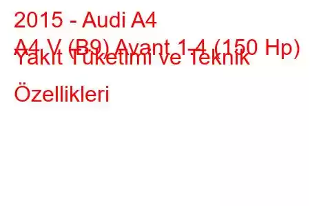 2015 - Audi A4
A4 V (B9) Avant 1.4 (150 Hp) Yakıt Tüketimi ve Teknik Özellikleri