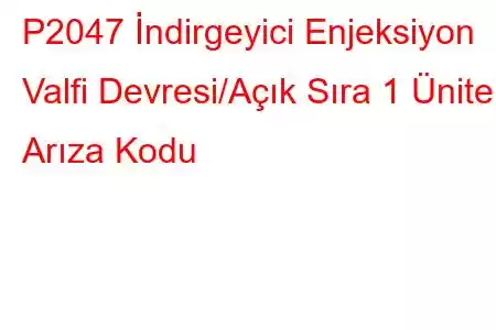 P2047 İndirgeyici Enjeksiyon Valfi Devresi/Açık Sıra 1 Ünite 1 Arıza Kodu