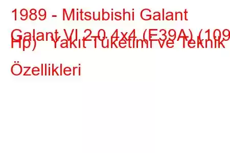 1989 - Mitsubishi Galant
Galant VI 2.0 4x4 (E39A) (109 Hp) Yakıt Tüketimi ve Teknik Özellikleri