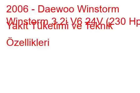 2006 - Daewoo Winstorm
Winstorm 3.2i V6 24V (230 Hp) Yakıt Tüketimi ve Teknik Özellikleri