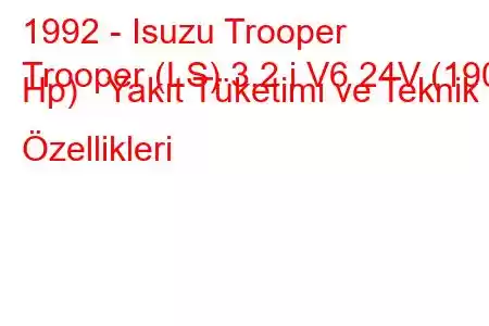 1992 - Isuzu Trooper
Trooper (LS) 3.2 i V6 24V (190 Hp) Yakıt Tüketimi ve Teknik Özellikleri