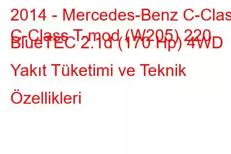 2014 - Mercedes-Benz C-Class
C-Class T-mod (W205) 220 BlueTEC 2.1d (170 Hp) 4WD Yakıt Tüketimi ve Teknik Özellikleri