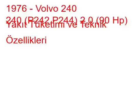 1976 - Volvo 240
240 (P242,P244) 2.0 (90 Hp) Yakıt Tüketimi ve Teknik Özellikleri