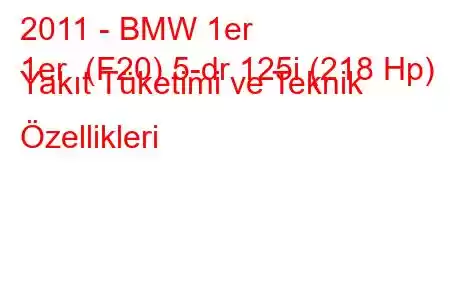 2011 - BMW 1er
1er (F20) 5-dr 125i (218 Hp) Yakıt Tüketimi ve Teknik Özellikleri