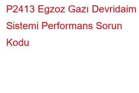 P2413 Egzoz Gazı Devridaim Sistemi Performans Sorun Kodu