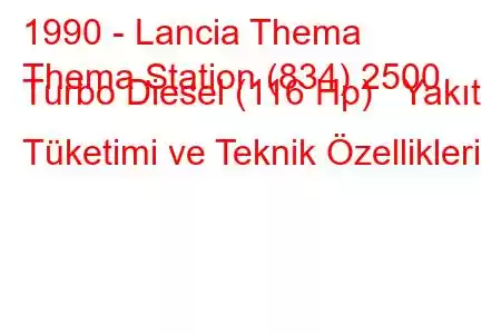 1990 - Lancia Thema
Thema Station (834) 2500 Turbo Diesel (116 Hp) Yakıt Tüketimi ve Teknik Özellikleri