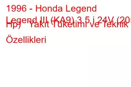 1996 - Honda Legend
Legend III (KA9) 3.5 i 24V (205 Hp) Yakıt Tüketimi ve Teknik Özellikleri