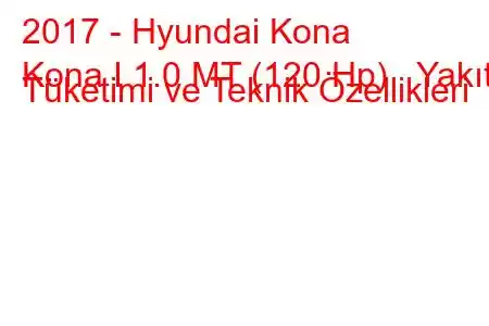 2017 - Hyundai Kona
Kona I 1.0 MT (120 Hp) Yakıt Tüketimi ve Teknik Özellikleri