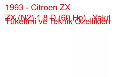 1993 - Citroen ZX
ZX (N2) 1.8 D (60 Hp) Yakıt Tüketimi ve Teknik Özellikleri