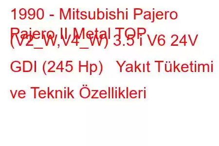 1990 - Mitsubishi Pajero
Pajero II Metal TOP (V2_W,V4_W) 3.5 i V6 24V GDI (245 Hp) Yakıt Tüketimi ve Teknik Özellikleri