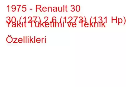 1975 - Renault 30
30 (127) 2.6 (1273) (131 Hp) Yakıt Tüketimi ve Teknik Özellikleri