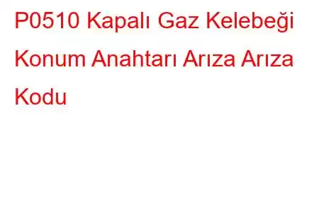 P0510 Kapalı Gaz Kelebeği Konum Anahtarı Arıza Arıza Kodu