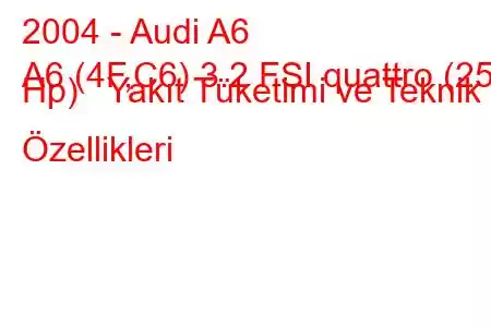 2004 - Audi A6
A6 (4F,C6) 3.2 FSI quattro (255 Hp) Yakıt Tüketimi ve Teknik Özellikleri