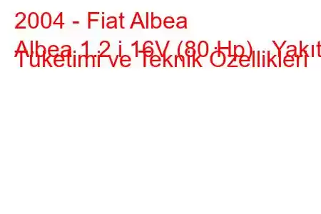 2004 - Fiat Albea
Albea 1.2 i 16V (80 Hp) Yakıt Tüketimi ve Teknik Özellikleri