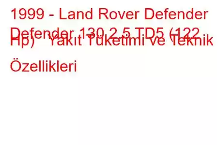 1999 - Land Rover Defender
Defender 130 2.5 TD5 (122 Hp) Yakıt Tüketimi ve Teknik Özellikleri