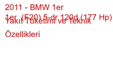 2011 - BMW 1er
1er (F20) 5-dr 120d (177 Hp) Yakıt Tüketimi ve Teknik Özellikleri