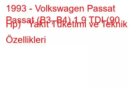 1993 - Volkswagen Passat
Passat (B3, B4) 1.9 TDI (90 Hp) Yakıt Tüketimi ve Teknik Özellikleri