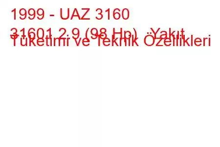 1999 - UAZ 3160
31601 2.9 (98 Hp) Yakıt Tüketimi ve Teknik Özellikleri