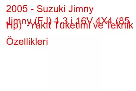 2005 - Suzuki Jimny
Jimny (FJ) 1.3 i 16V 4X4 (85 Hp) Yakıt Tüketimi ve Teknik Özellikleri