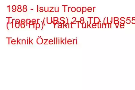 1988 - Isuzu Trooper
Trooper (UBS) 2.8 TD (UBS55) (106 Hp) Yakıt Tüketimi ve Teknik Özellikleri