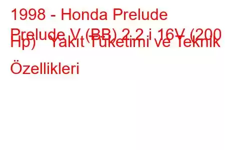 1998 - Honda Prelude
Prelude V (BB) 2.2 i 16V (200 Hp) Yakıt Tüketimi ve Teknik Özellikleri