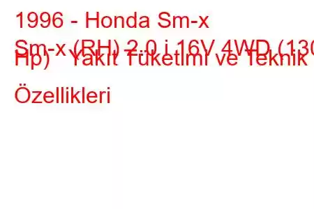 1996 - Honda Sm-x
Sm-x (RH) 2.0 i 16V 4WD (130 Hp) Yakıt Tüketimi ve Teknik Özellikleri