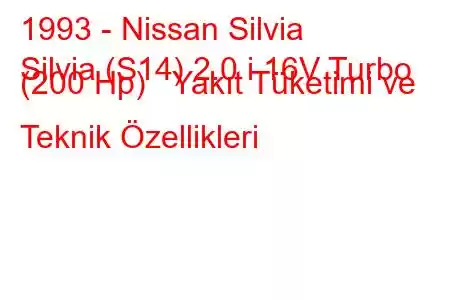 1993 - Nissan Silvia
Silvia (S14) 2.0 i 16V Turbo (200 Hp) Yakıt Tüketimi ve Teknik Özellikleri