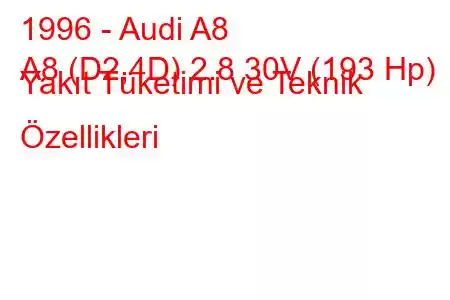 1996 - Audi A8
A8 (D2,4D) 2.8 30V (193 Hp) Yakıt Tüketimi ve Teknik Özellikleri