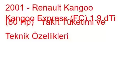 2001 - Renault Kangoo
Kangoo Express (FC) 1.9 dTi (80 Hp) Yakıt Tüketimi ve Teknik Özellikleri