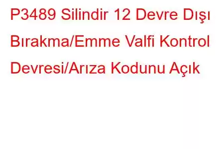 P3489 Silindir 12 Devre Dışı Bırakma/Emme Valfi Kontrol Devresi/Arıza Kodunu Açık